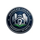 Interactive property search tool logo for Hennepin County Minnesota data, featuring a house icon and location pin on a modern circular badge